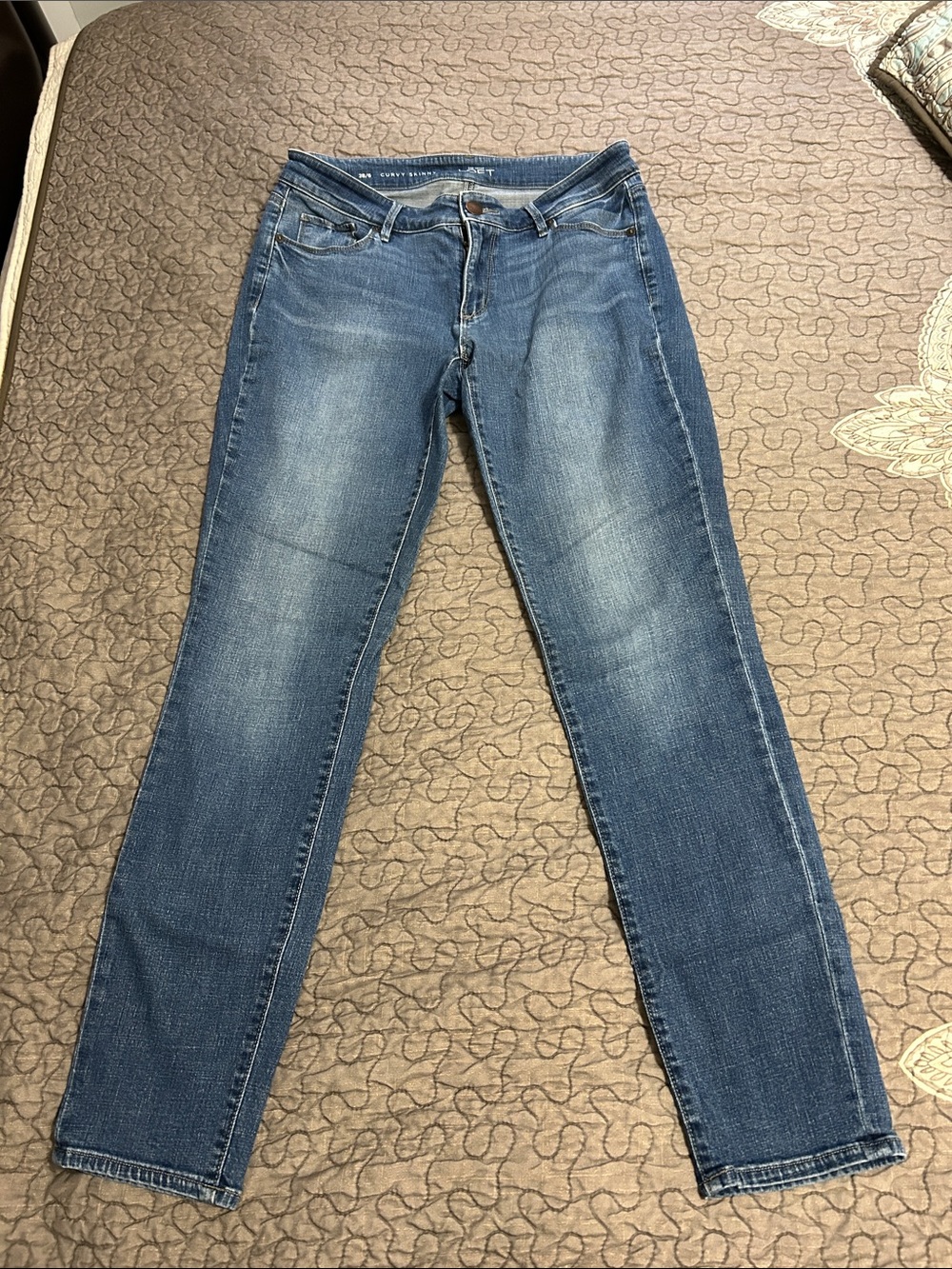 LOFT Blue Skinny Jeans with Subtle Fading